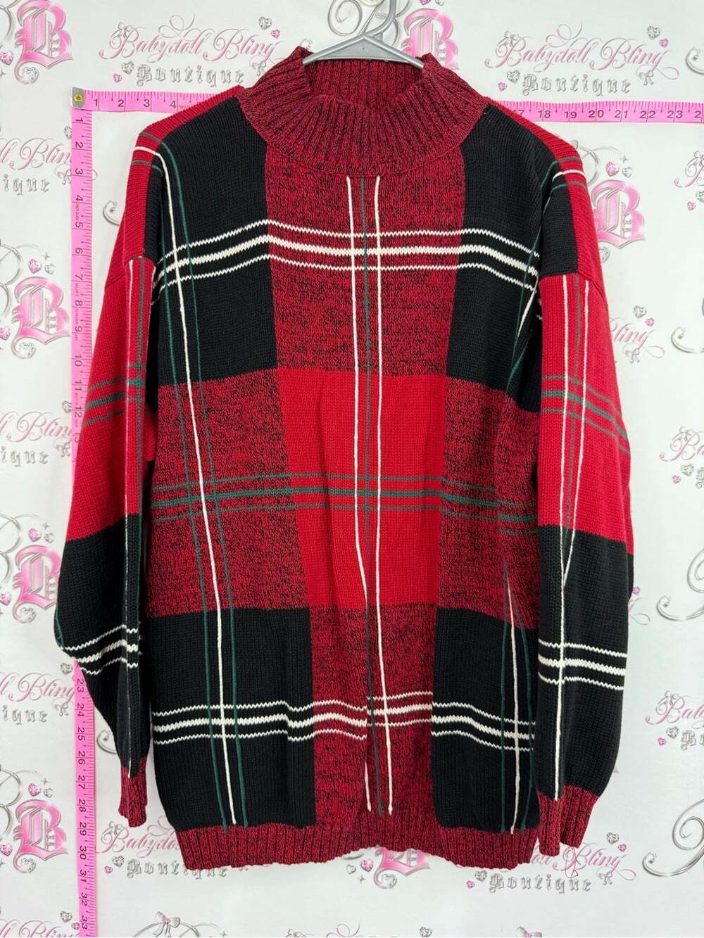 Principles sweater Red & Black Plaid Knit Turtleneck